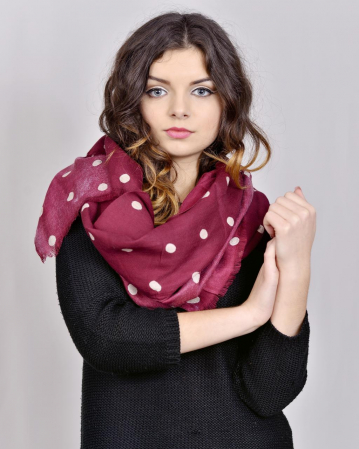 Esarfa grena cu buline [0]